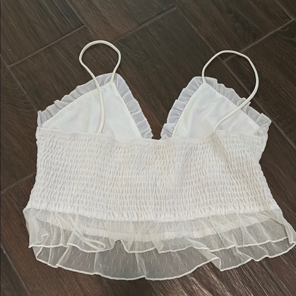 White Ruffled Women's Top - Picture 2 of 2